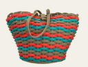 Nissi Woven Bag Camel Coral & Neon Blue