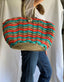 Nissi Woven Bag Camel Coral & Neon Blue